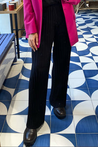 RIBBED KNIT PANTS BLACK