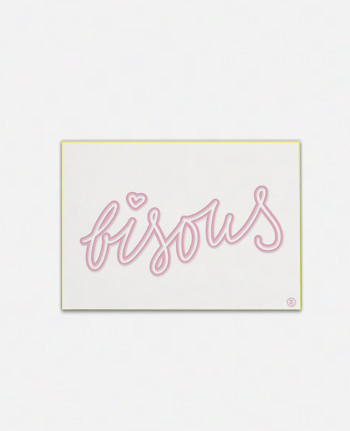 LETTERPRESS CARD "BISOUS" APRICOT/YELLOW