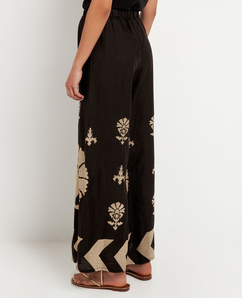 LINEN PANTS "PEACOCK"