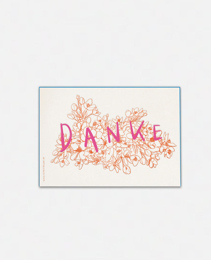 LETTERPRESS CARD "DANKE" PINK/ORANGE/YELLOW