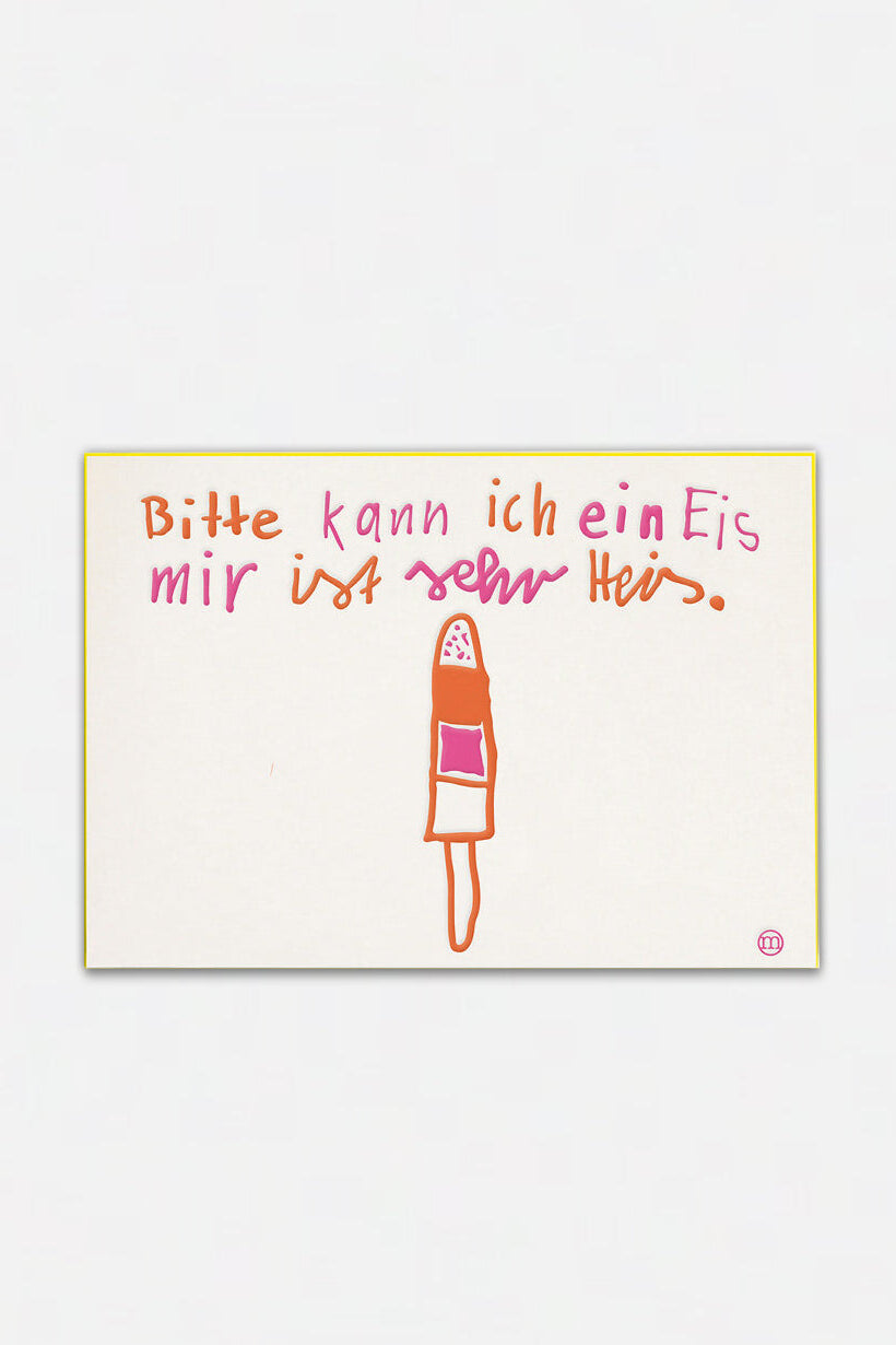 LETTERPRESS CARD "EIS" PINK/ORANGE/YELLOW