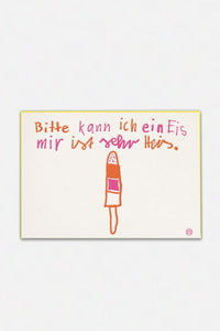 LETTERPRESS CARD "EIS" PINK/ORANGE/YELLOW