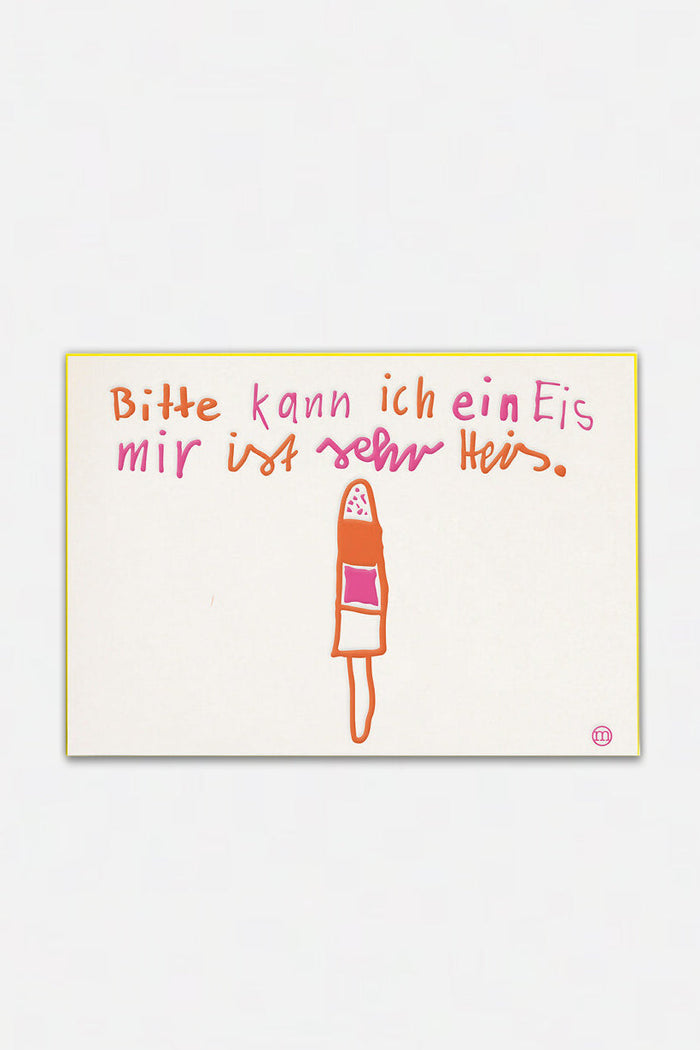 LETTERPRESS CARD "EIS" PINK/ORANGE/YELLOW