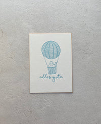 LETTERPRESS CARD "ALLES GUTE" BLUE/YELLOW