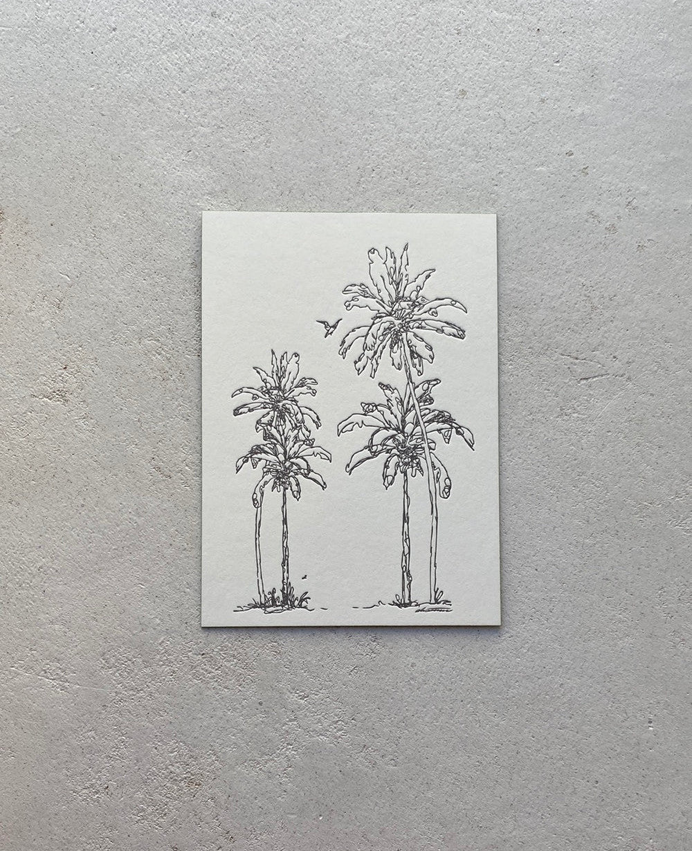 LETTERPRESS CARD "PALMEN" GREY/NEON PINK