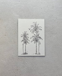 LETTERPRESS CARD "PALMEN" GREY/NEON PINK