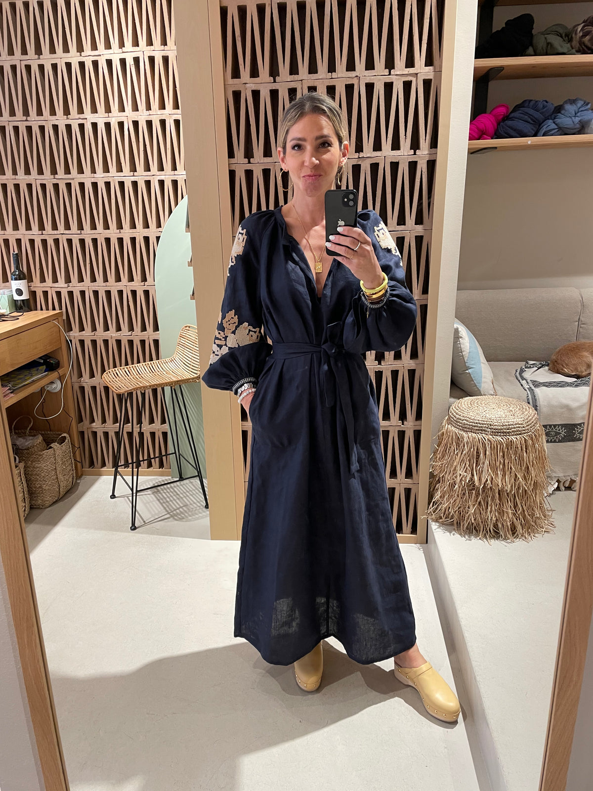 LINEN DRESS "FLEUR" NAVY