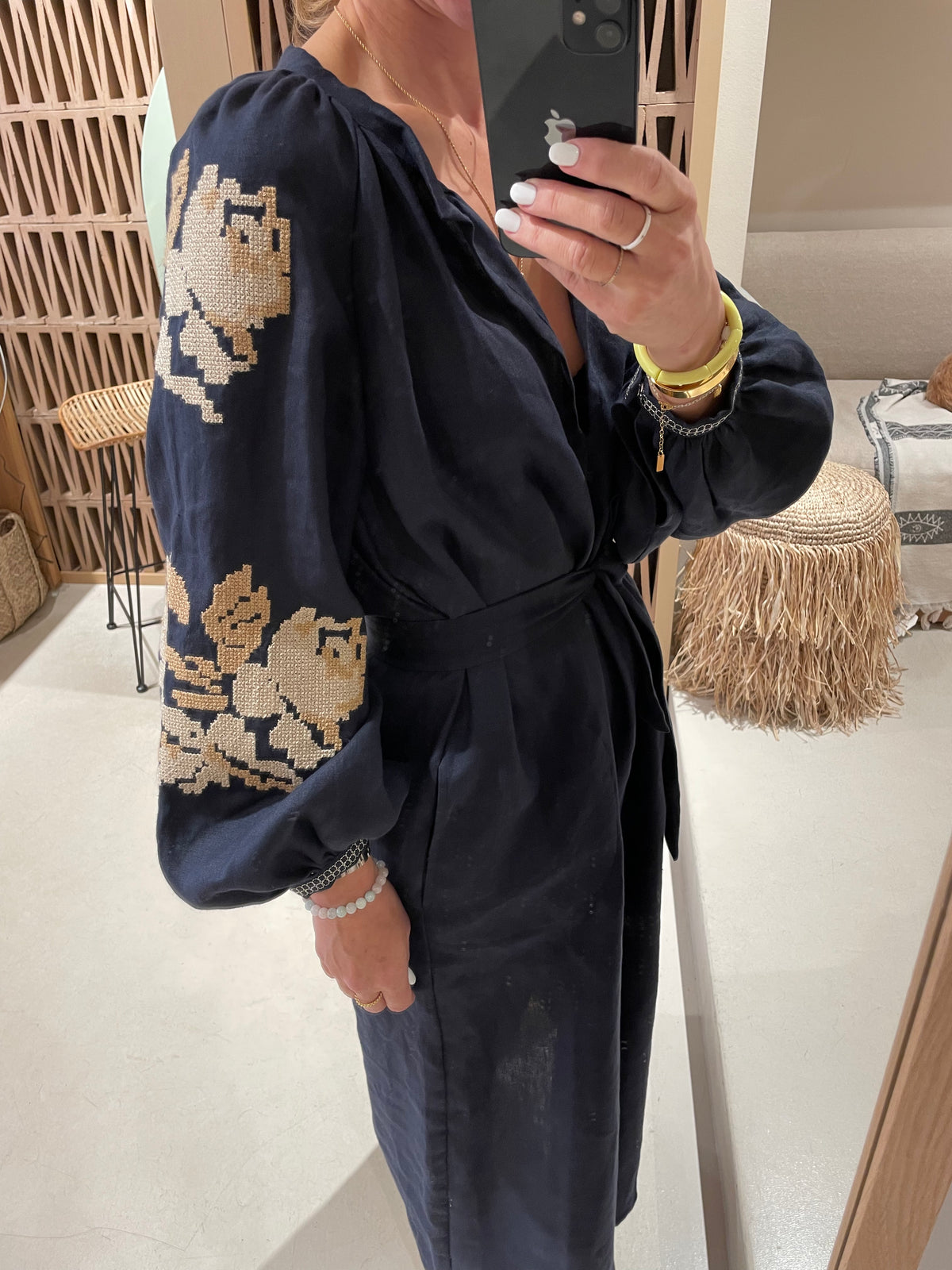 LINEN DRESS "FLEUR" NAVY