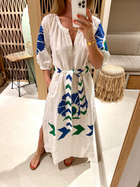 LONG LINEN DRESS "PEACOCK"