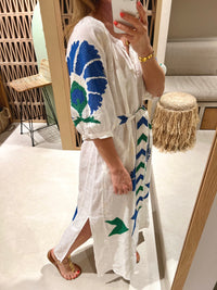 LONG LINEN DRESS "PEACOCK"
