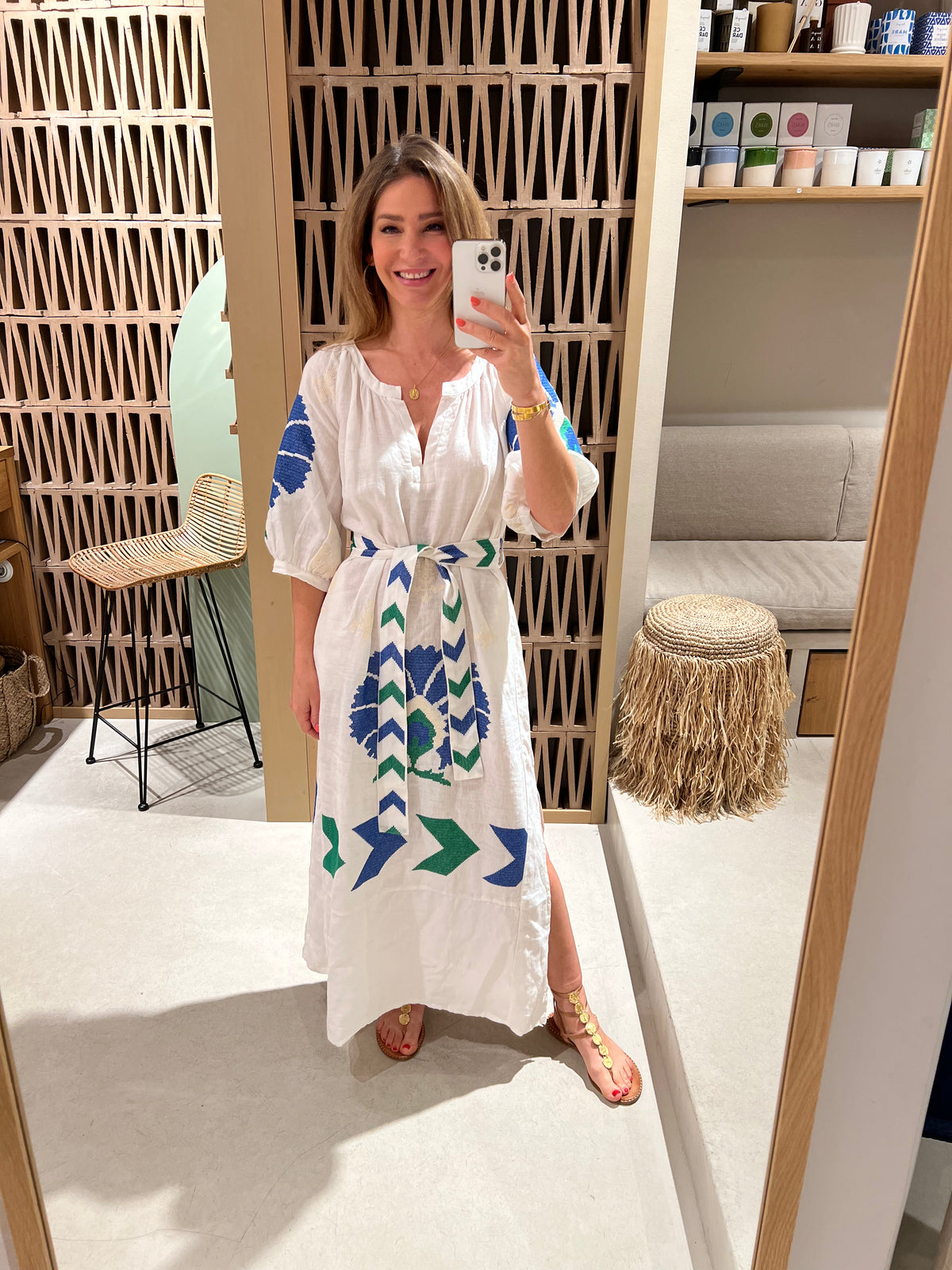 LONG LINEN DRESS "PEACOCK"