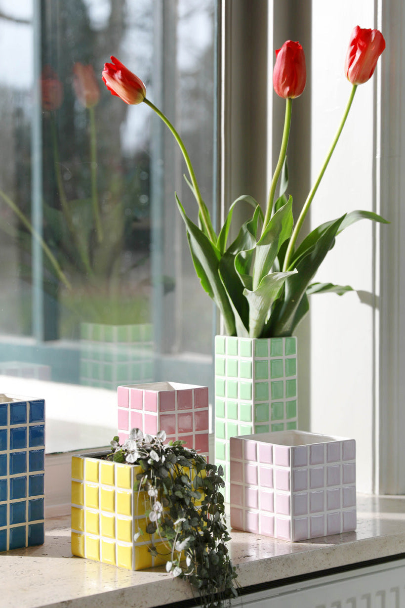 VASE "TILE" LIGHT GREEN