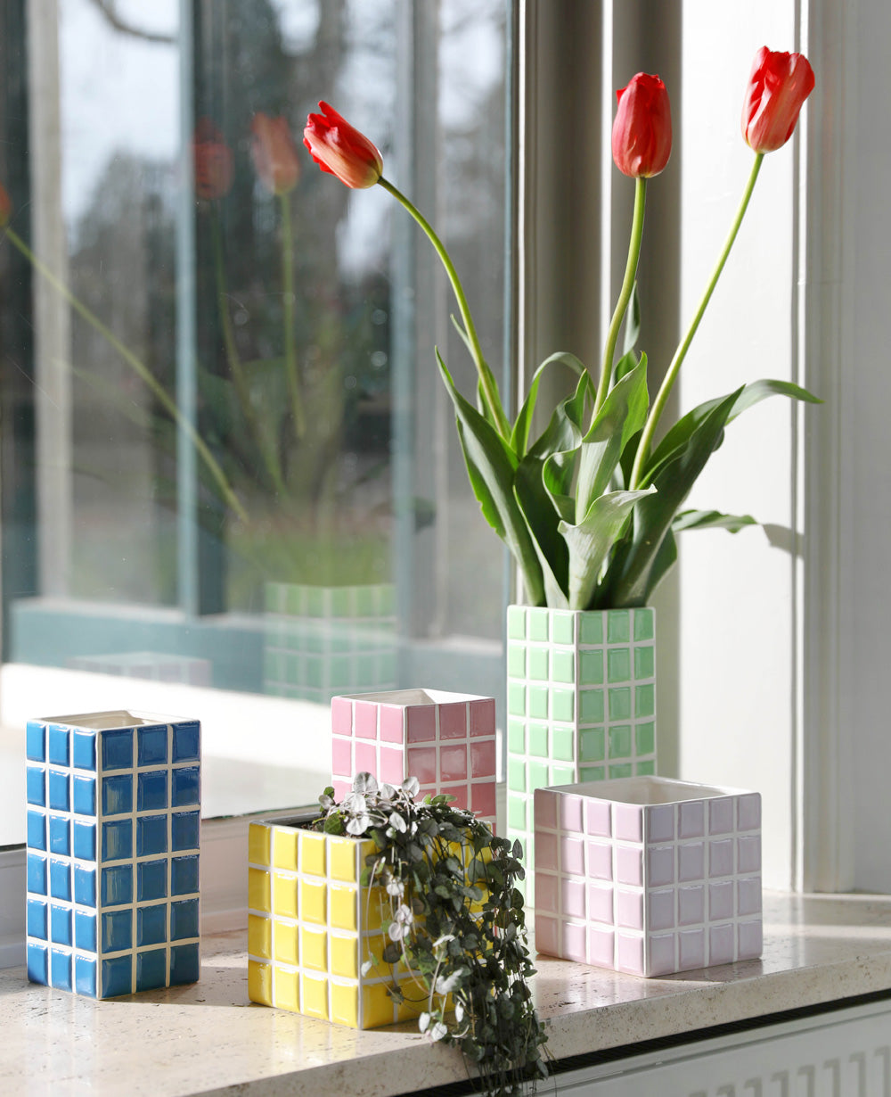 SMALL PLANTER "TILE" YELLOW