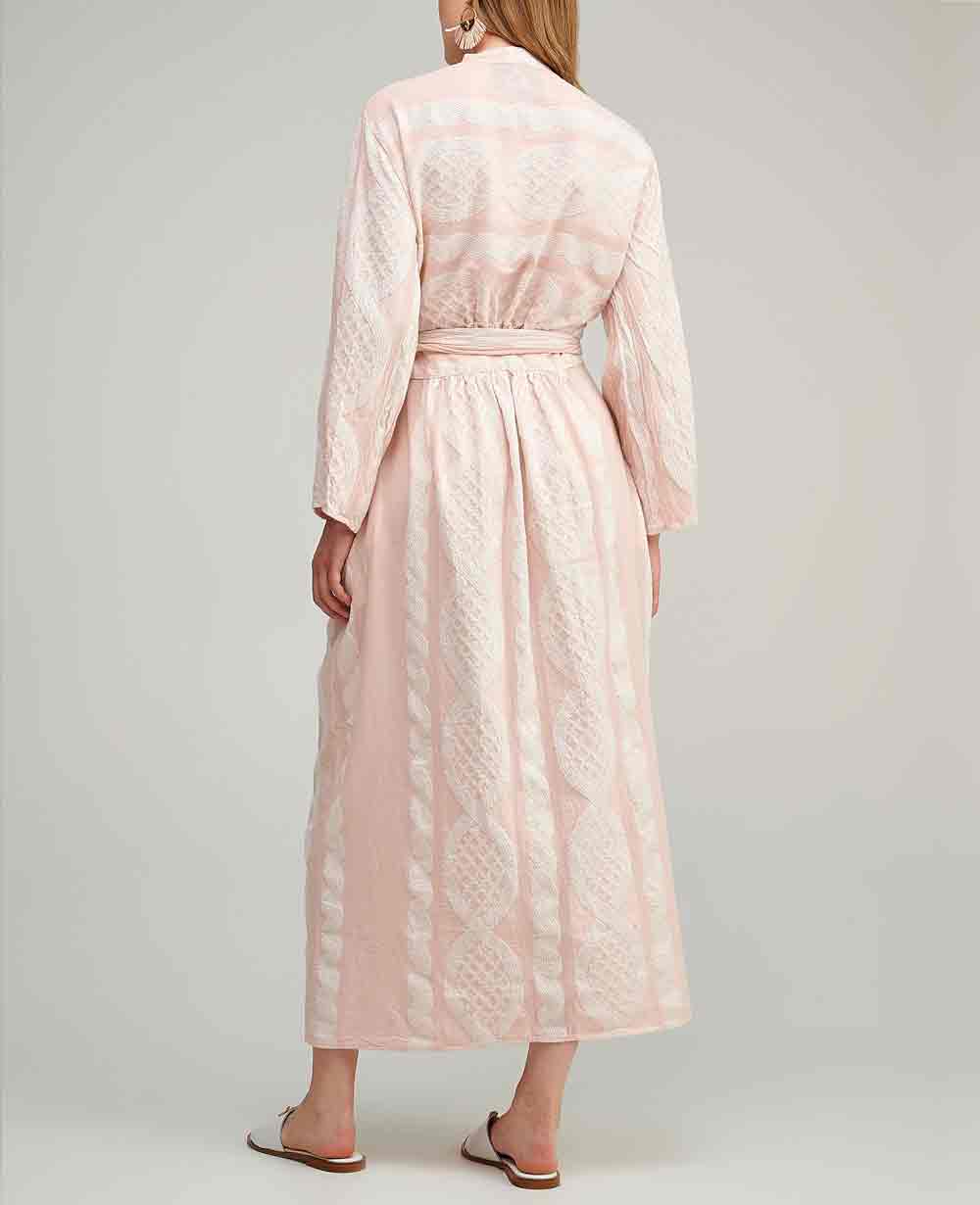 LONG WRAP DRESS "HYDRA" POWDER/WHITE