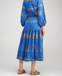 MAXI SKIRT "LINDOS" TRUE BLUE/GOLD