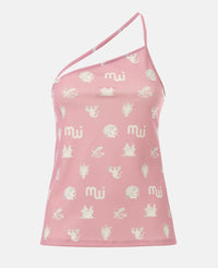 ONE SHOULDER SIGNATURE TOP PINK