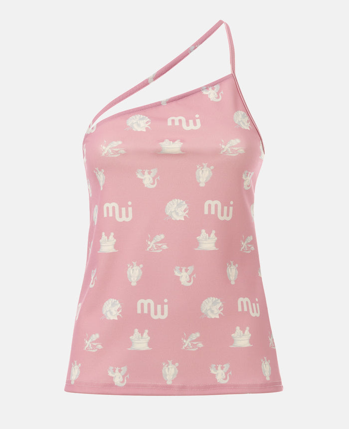 ONE SHOULDER SIGNATURE TOP PINK