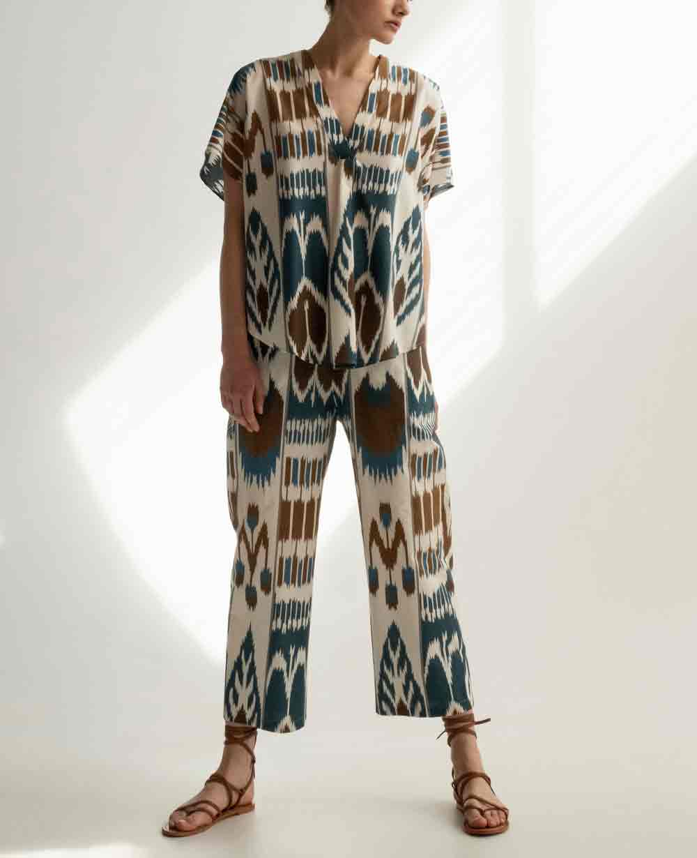 COTTON PANTS "IKAT" MULTICOLOR
