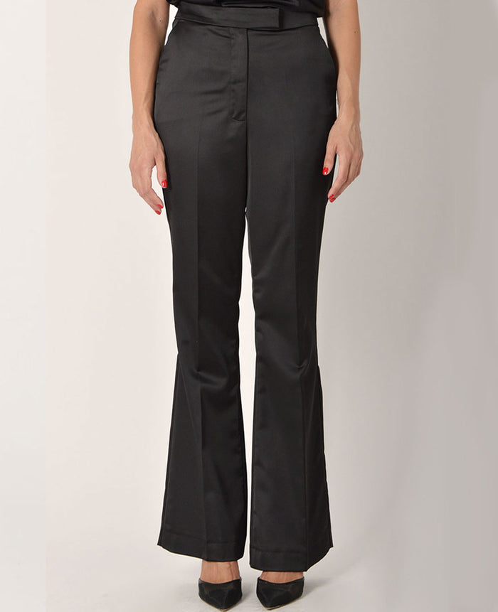 SATIN SUIT PANTS "DANIELLE" BLACK