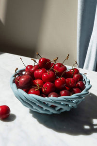 CERAMIC BASKET "SICILIA" SMALL - LIGHT BLUE