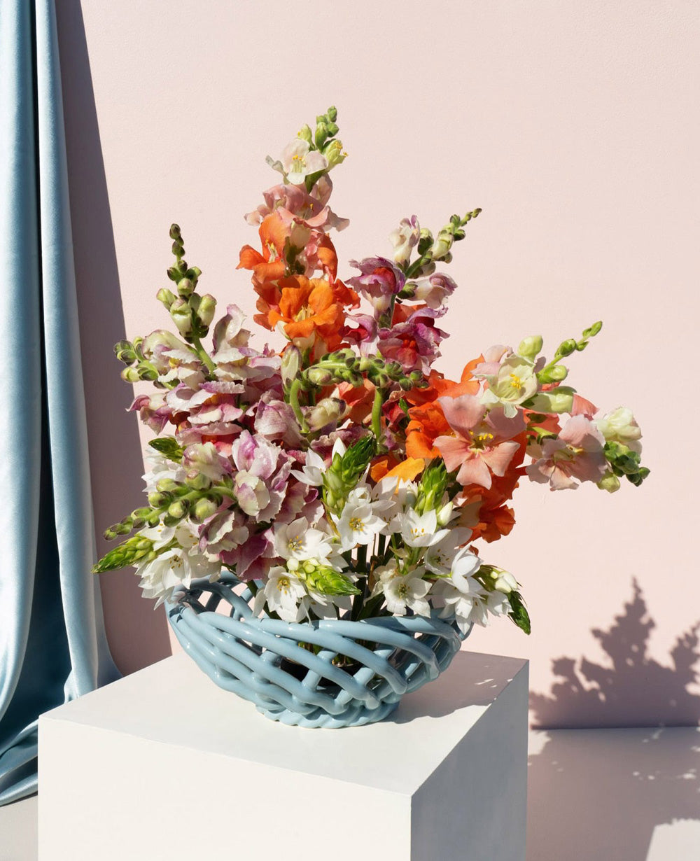 CERAMIC BASKET "SICILIA" SMALL - LIGHT BLUE