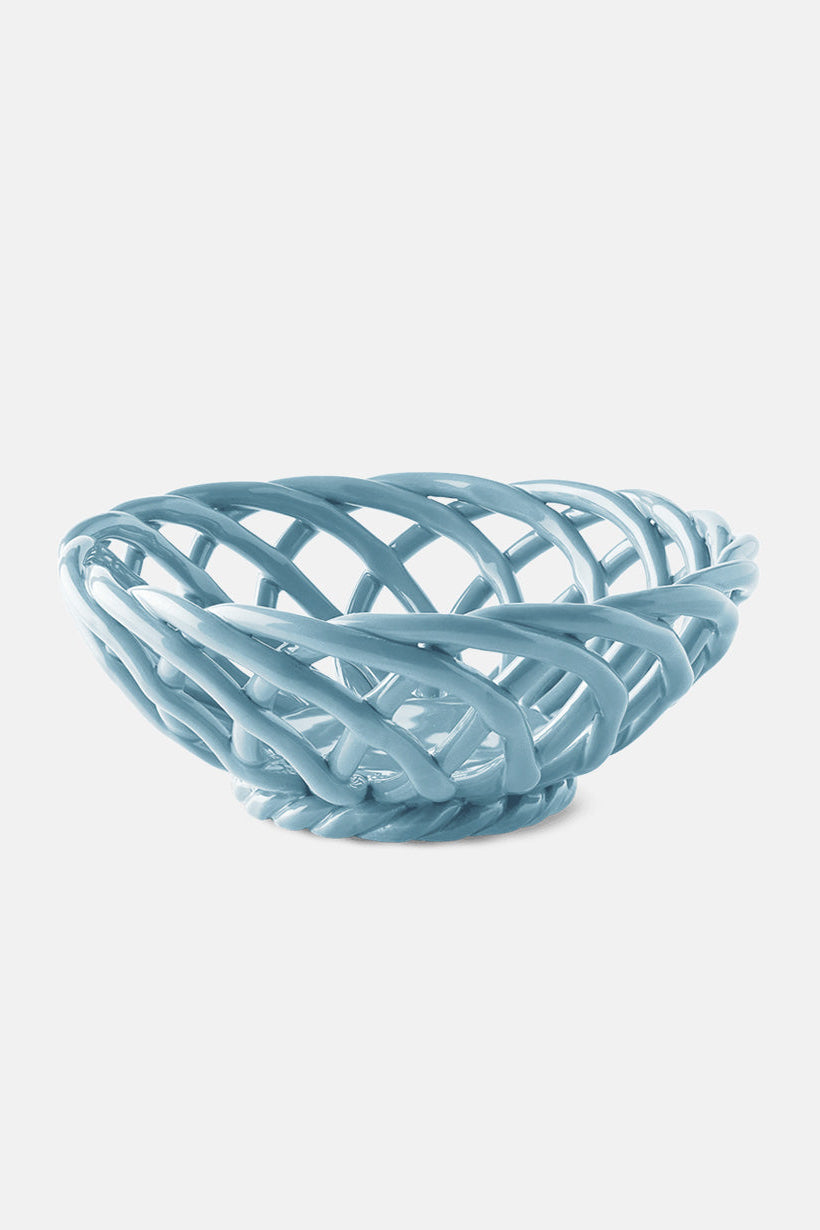 CERAMIC BASKET "SICILIA" SMALL - LIGHT BLUE