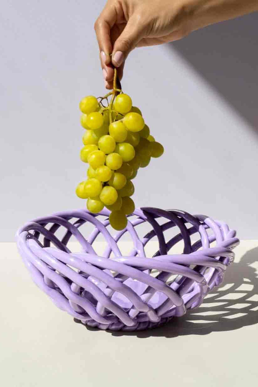 CERAMIC BASKET "SICILIA" LARGE - LILAC