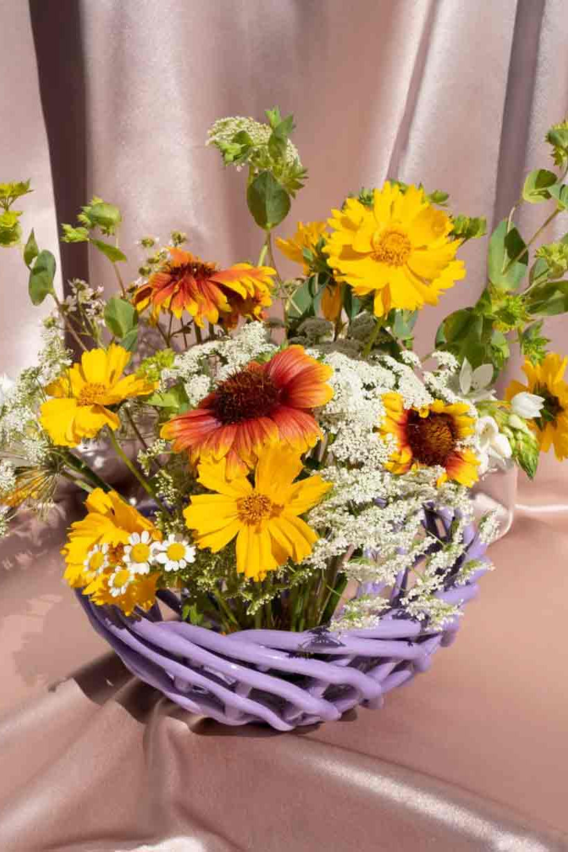 CERAMIC BASKET "SICILIA" LARGE - LILAC