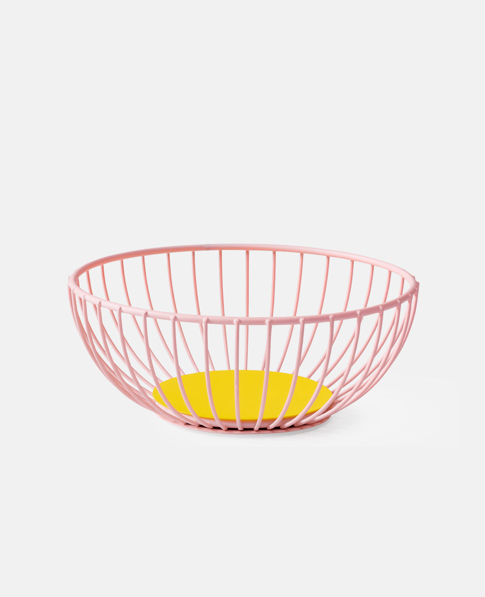 WIRE BASKET "IRIS SMALL" LIGHT PINK/ YELLOW