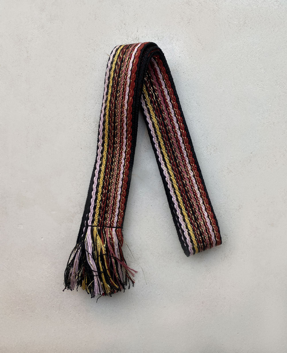 WOVEN BELT "STRIPES" BORDEAUX/GOLD/BLACK