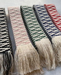 WOVEN BELT "ZIGZAG" - ECRU/RED