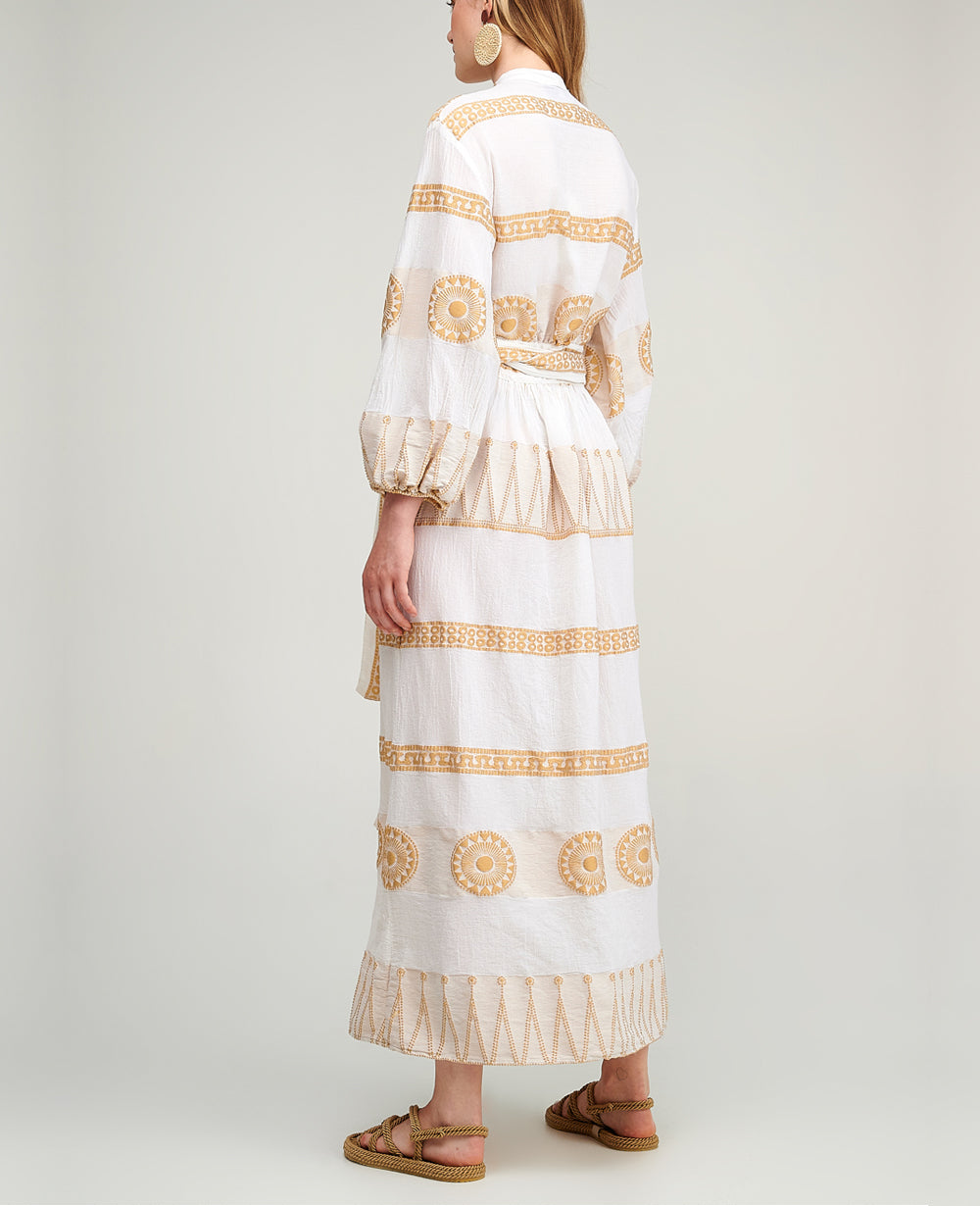 WRAP DRESS "LINDOS" WHITE/GOLD