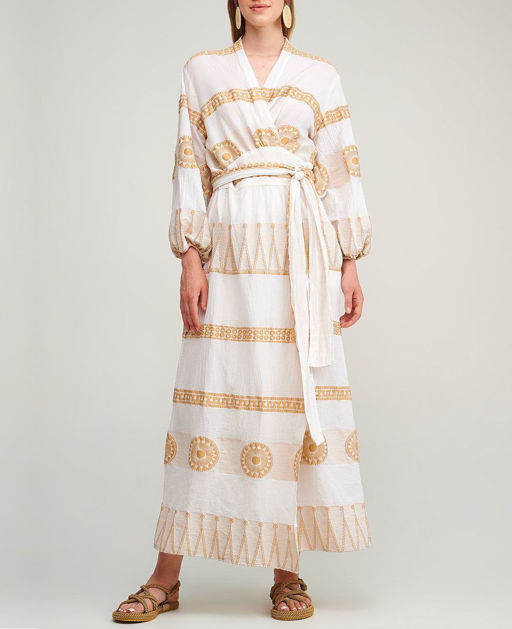 WRAP DRESS "LINDOS" WHITE/GOLD