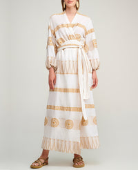 WRAP DRESS "LINDOS" WHITE/GOLD