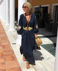 LINEN DRESS "FLEUR" NAVY