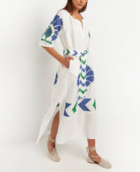 LONG LINEN DRESS "PEACOCK"