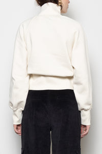 OVERSIZED COTTON HOODIE WITH ZIPPER CREAM