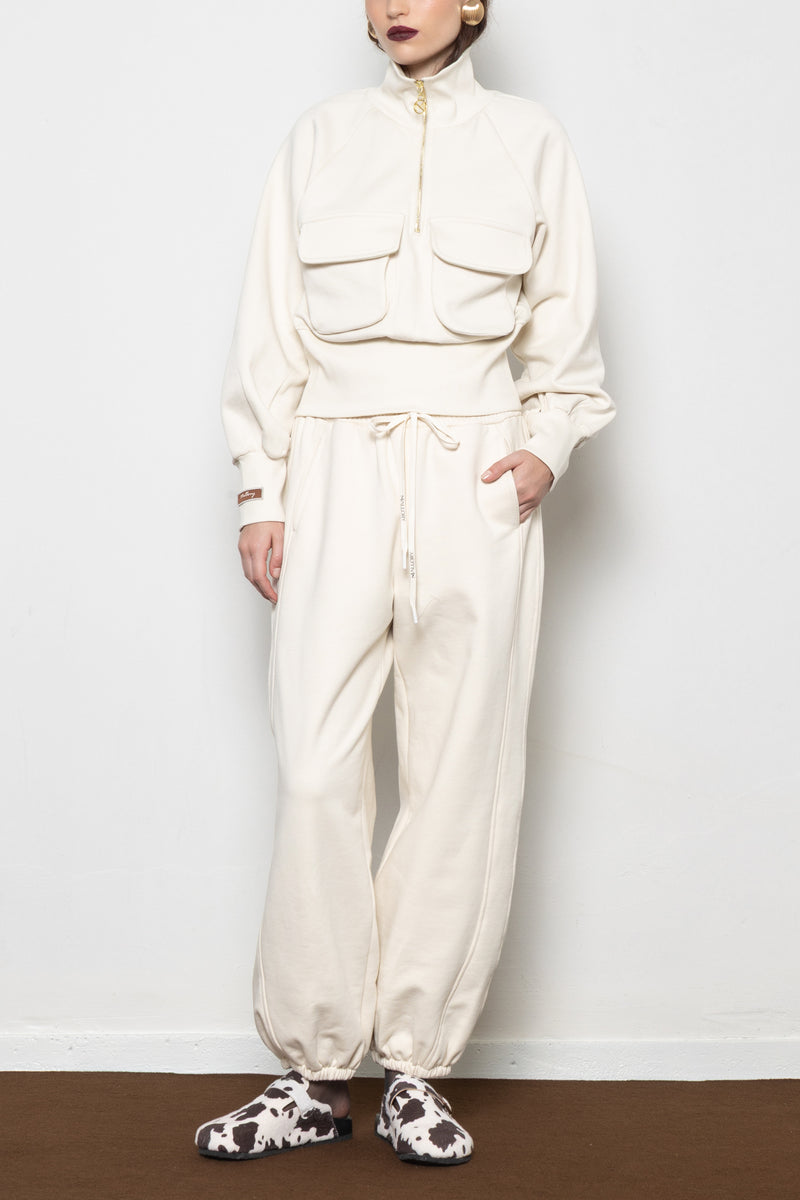 RELAXED COTTON SWEATPANTS CREAM