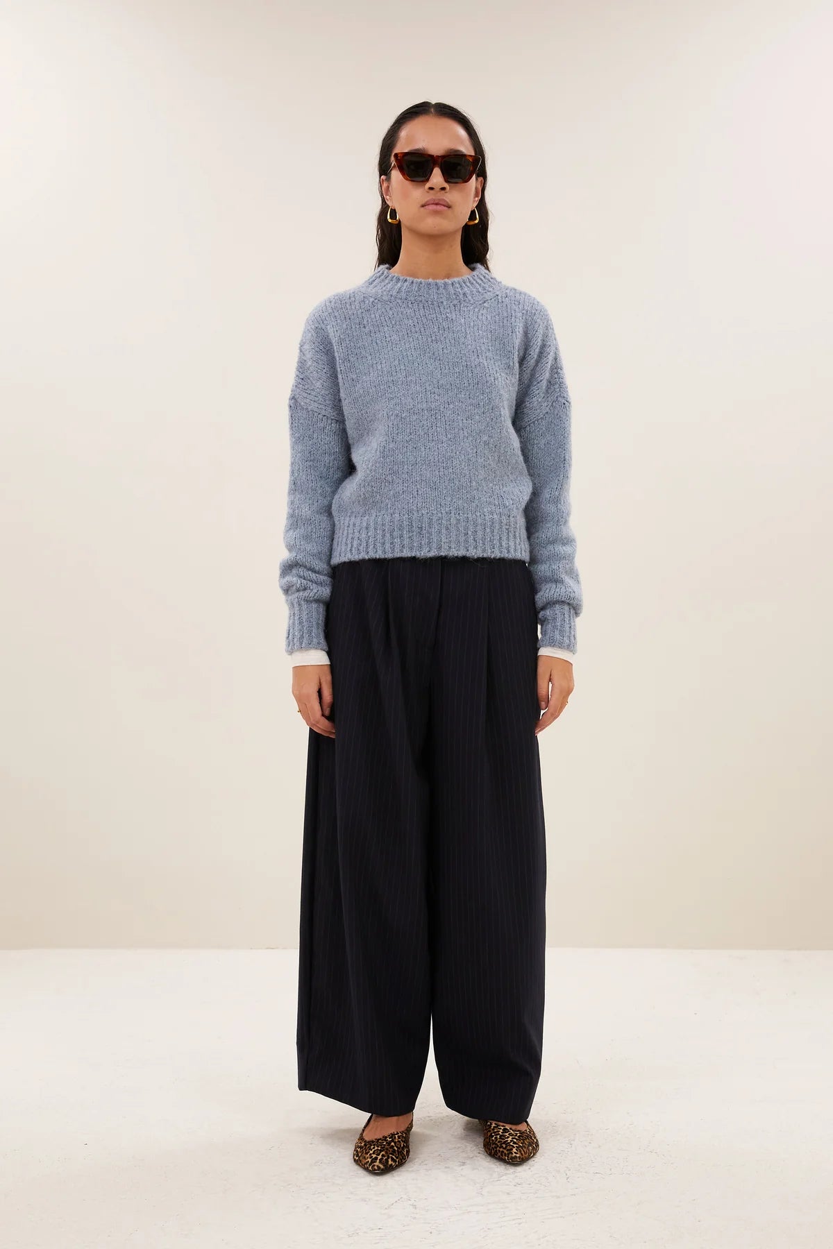 ALPACA BULKY KNIT PULLOVER "SONNY" CLOUD BLUE
