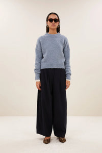 ALPACA BULKY KNIT PULLOVER "SONNY" CLOUD BLUE