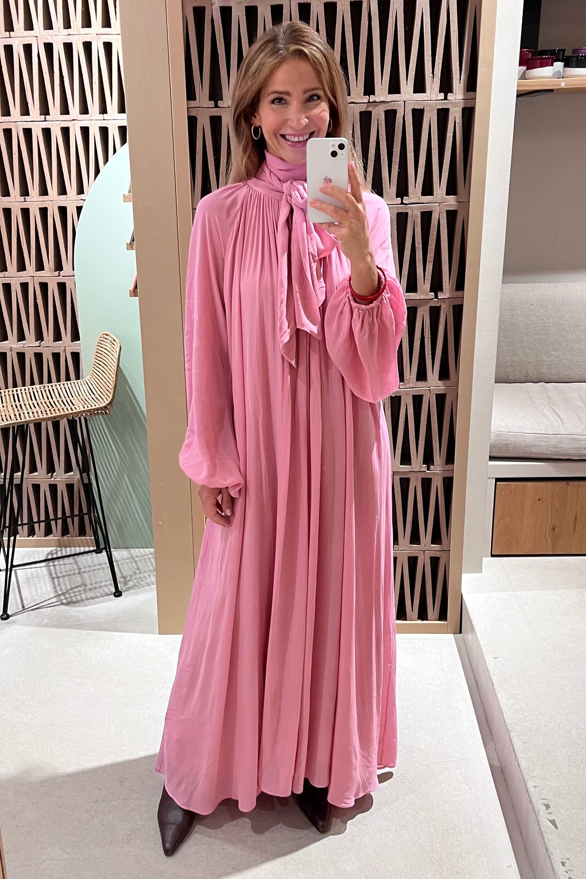 FLOWY VISCOSE CHIFFON DRESS "LILY" DUSTY PINK