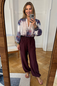 LIGHT BALLOON LEG PANTS "SILKSTONE" GRENADINE