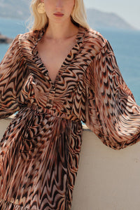 SILKY OVERSIZED BLOUSE "IVORY" MULTICOLOR