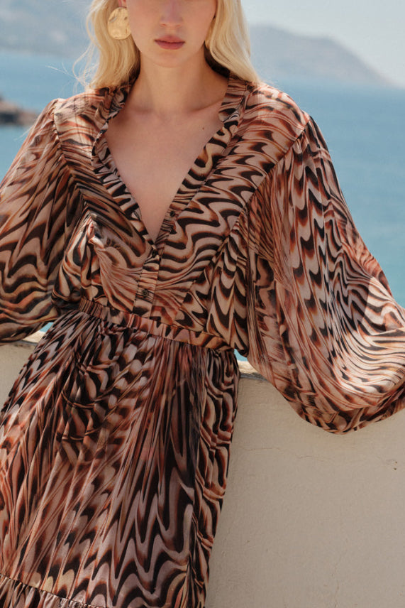 SILKY OVERSIZED BLOUSE "IVORY" MULTICOLOR