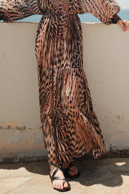 SILKY MAXI SKIRT “IVORY“ MULTICOLOR