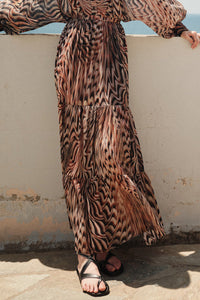 SILKY MAXI SKIRT “IVORY“ MULTICOLOR