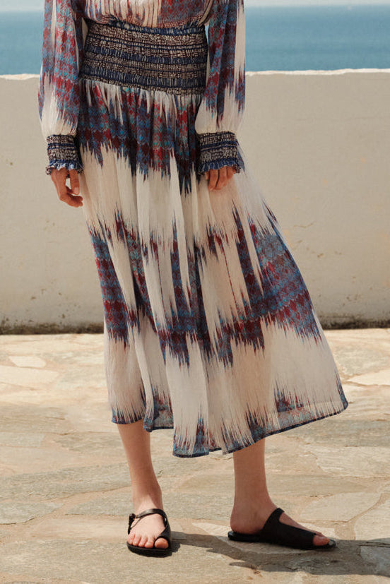 TRANSPARENT MIDI SKIRT „BOHEME“ MULTICOLOR