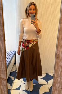 VEGAN LEATHER SKIRT NOUGAT
