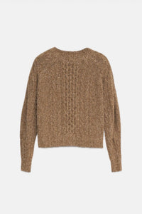 OVERSIZED WOOL CABLE KNIT PULLOVER "ISABEL" CAMEL
