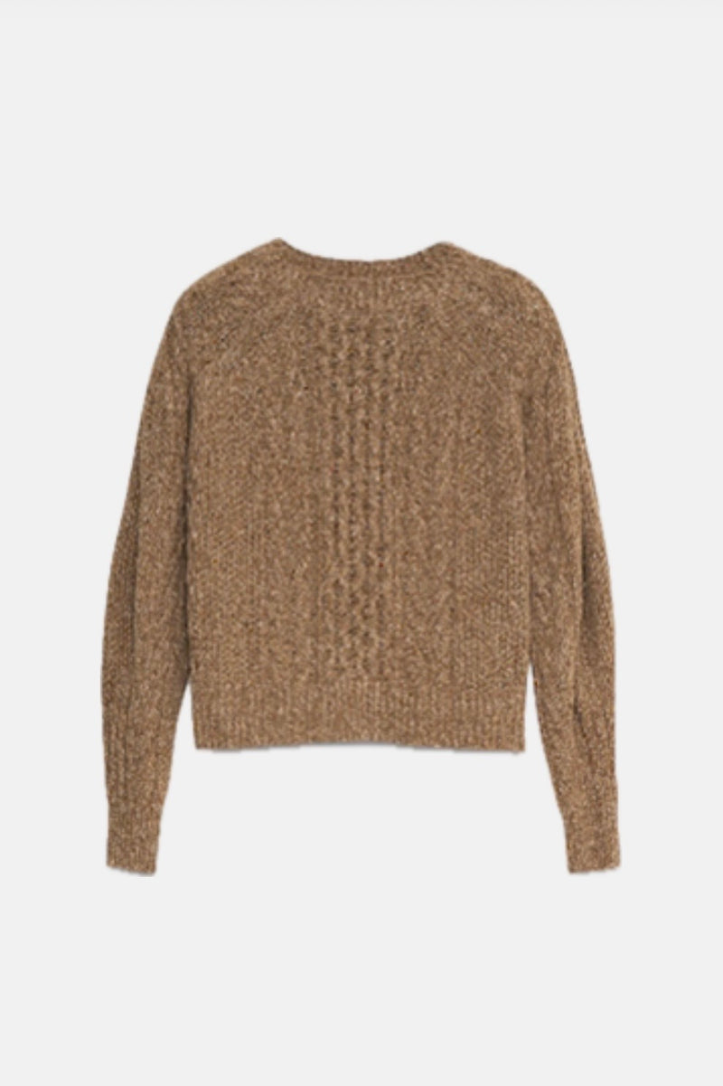 OVERSIZED WOOL CABLE KNIT PULLOVER "ISABEL" CAMEL